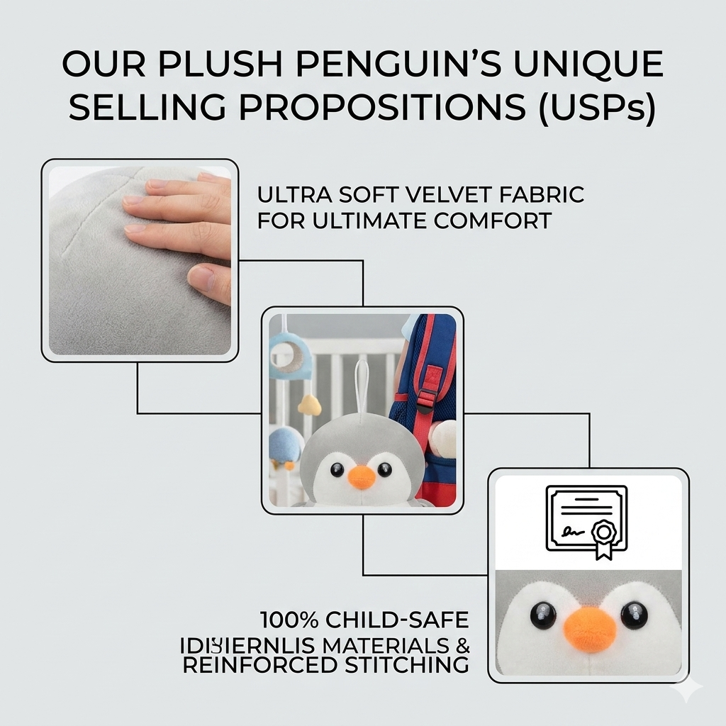 Cute Plush Penguin Toy – Soft Hanging Stuffed Animal