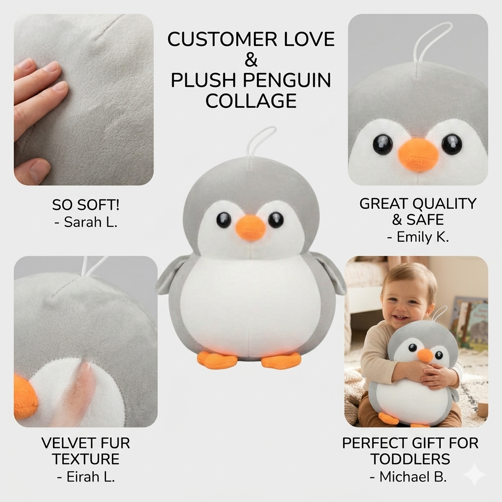 Cute Plush Penguin Toy – Soft Hanging Stuffed Animal