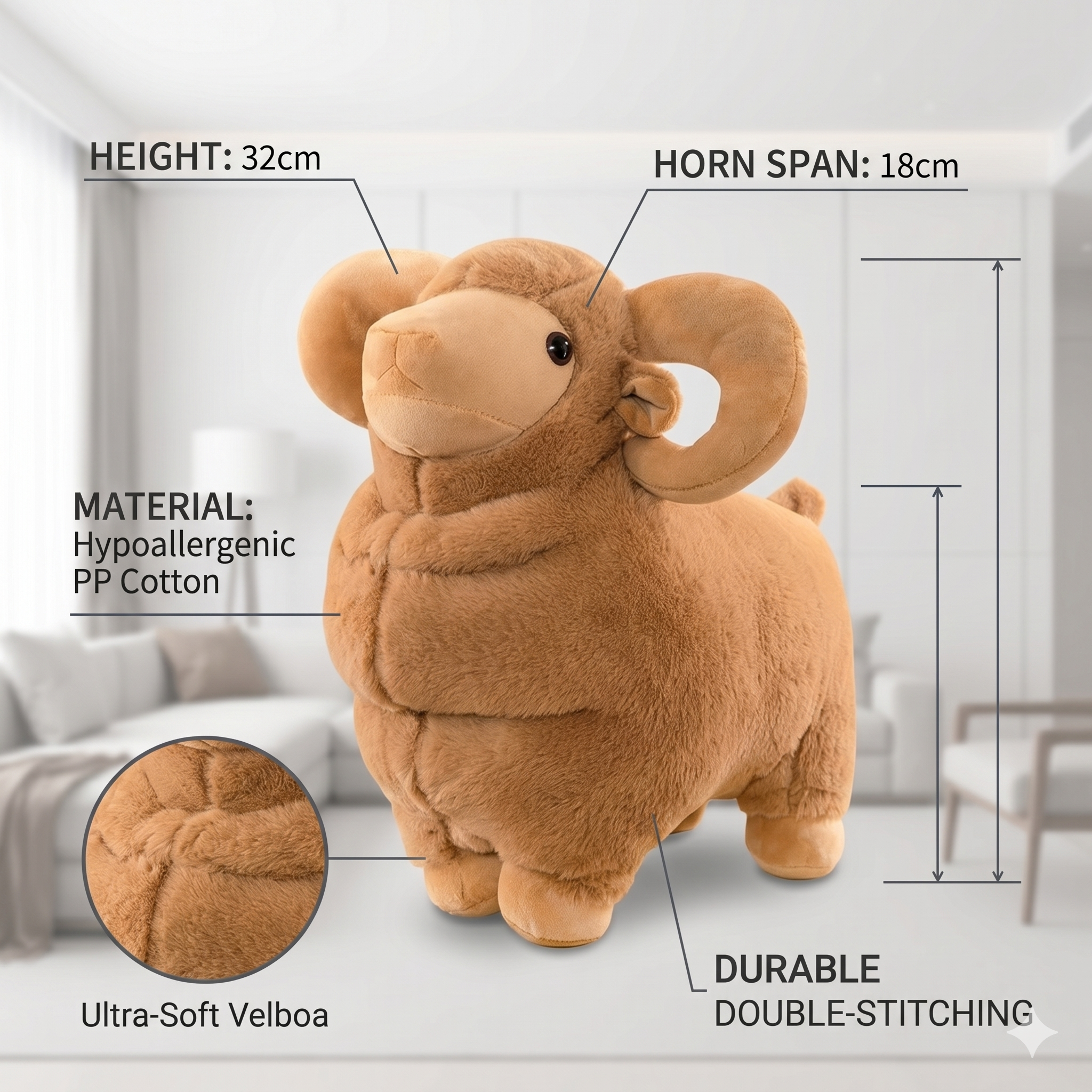 Cute Sheep Plush Toy - Large Size