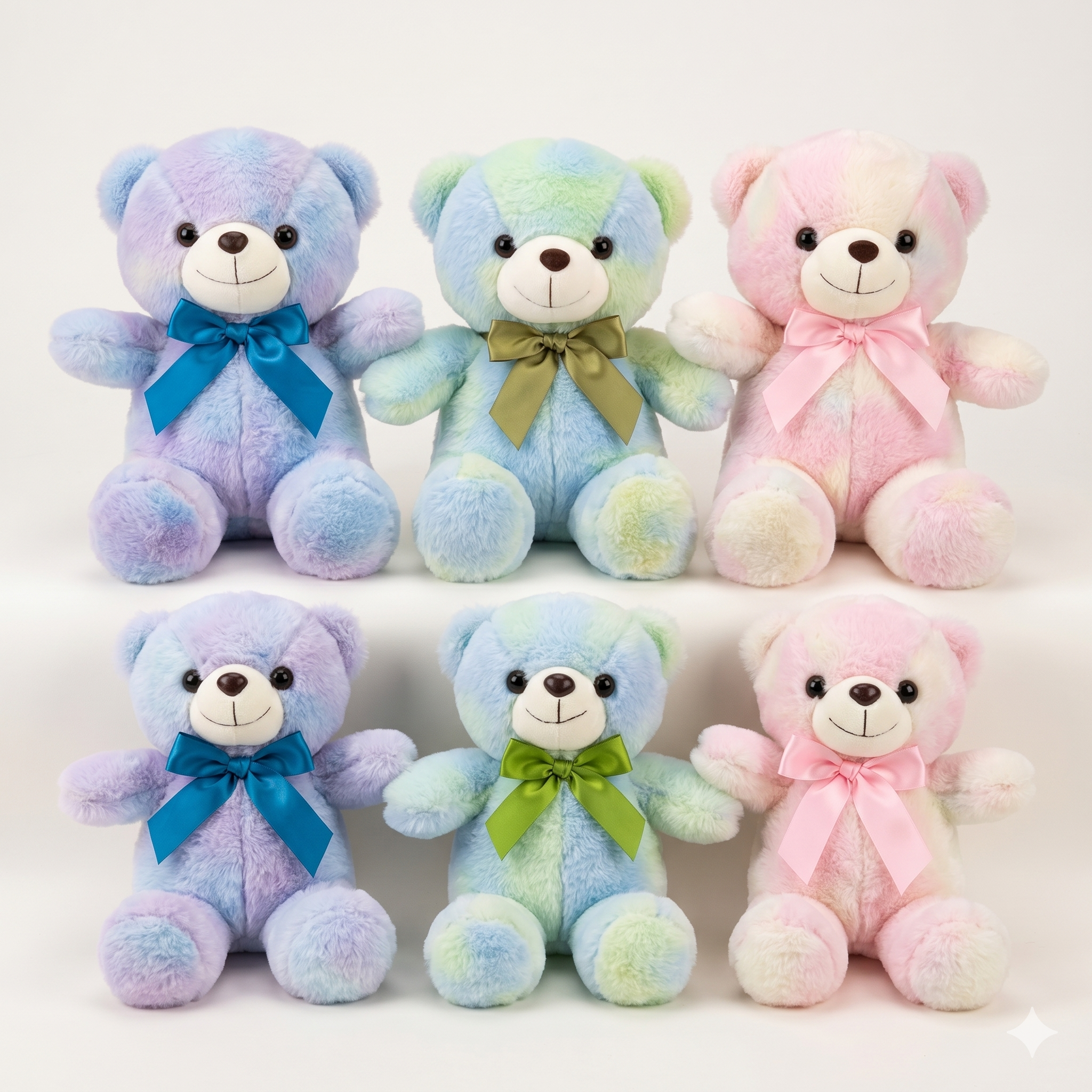 Pastel Rainbow Teddy Bear Plush Toy - Soft Stuffed Animal