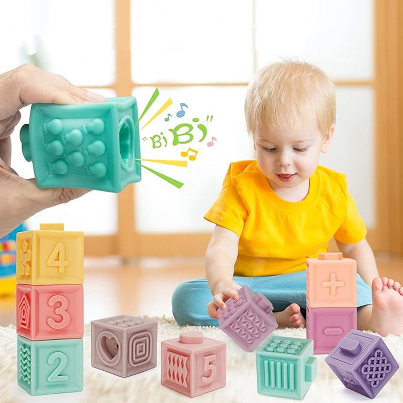 10 Pcs Soft Silicone Baby Building Blocks