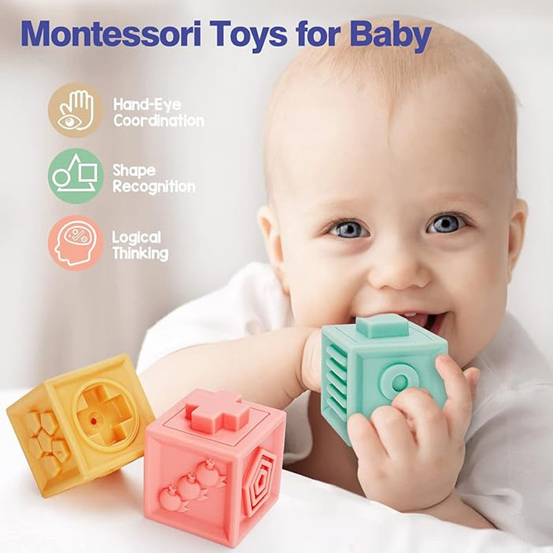 10 Pcs Soft Silicone Baby Building Blocks