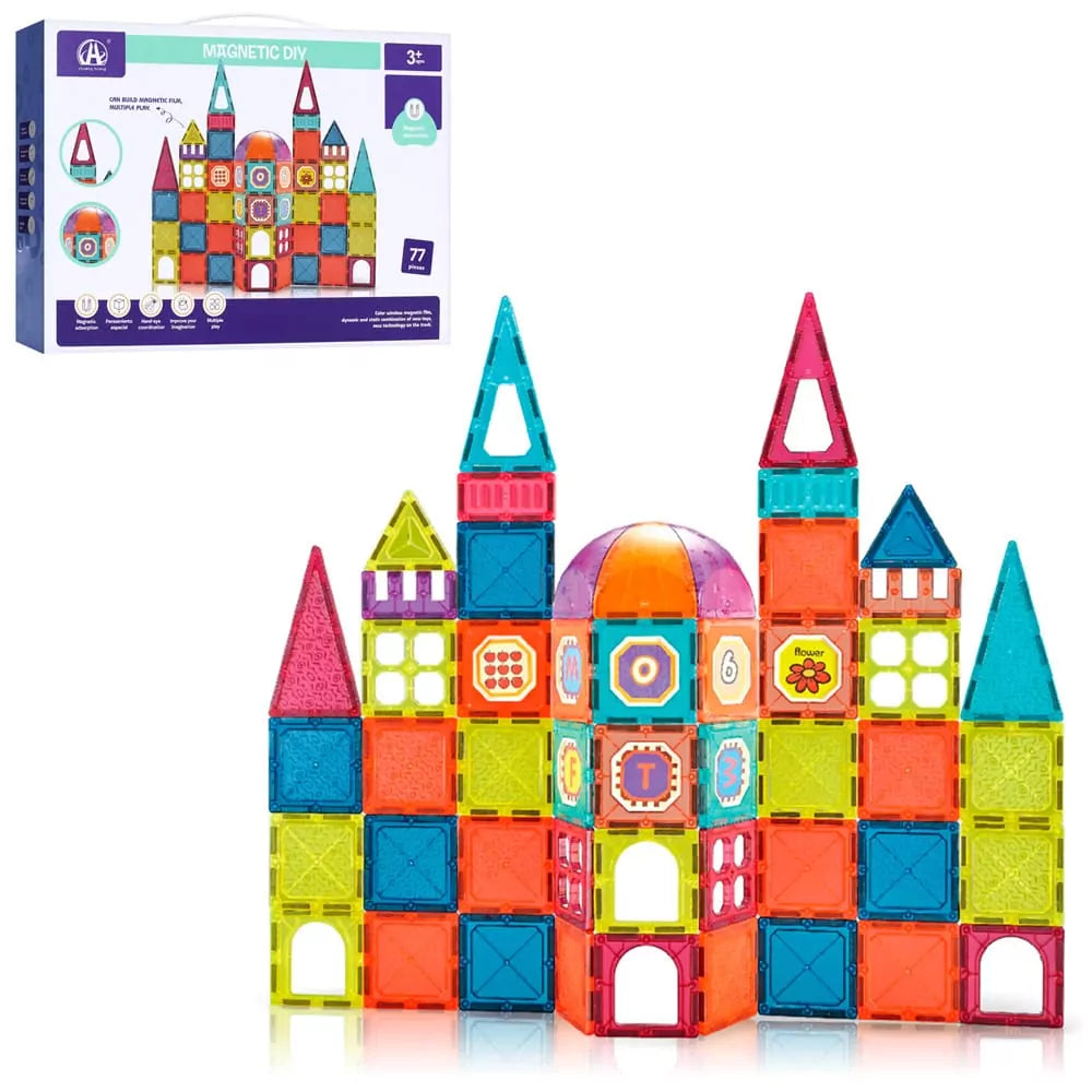DIY Magnetic Construction Blocks - 77 pieces - JustForKids