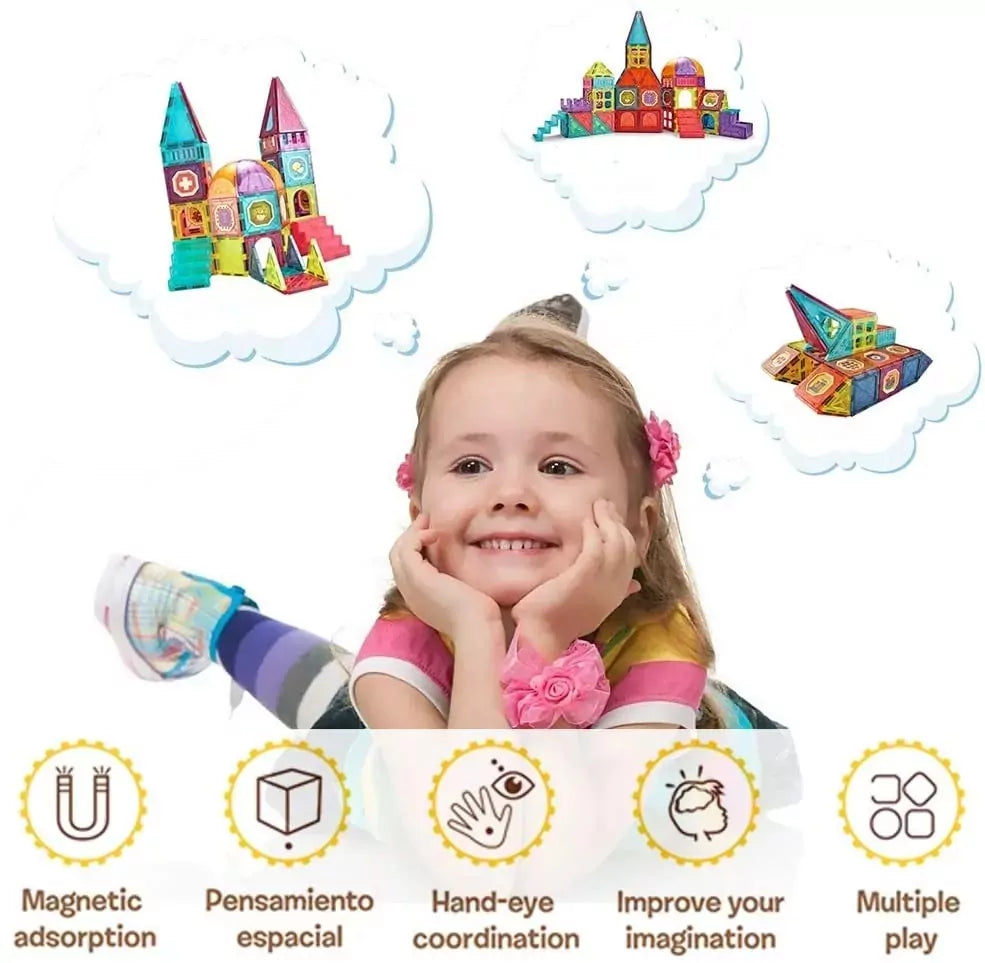 DIY Magnetic Construction Blocks - 77 pieces - JustForKids