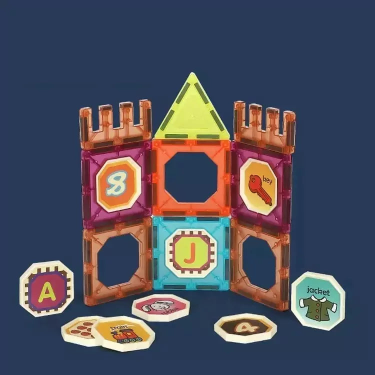 DIY Magnetic Construction Blocks - 77 pieces - JustForKids