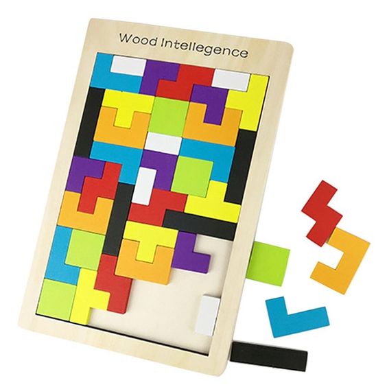3-in-1 Wooden Puzzle Toy – Tangram, Block Fit & Tic Tac Toe Game