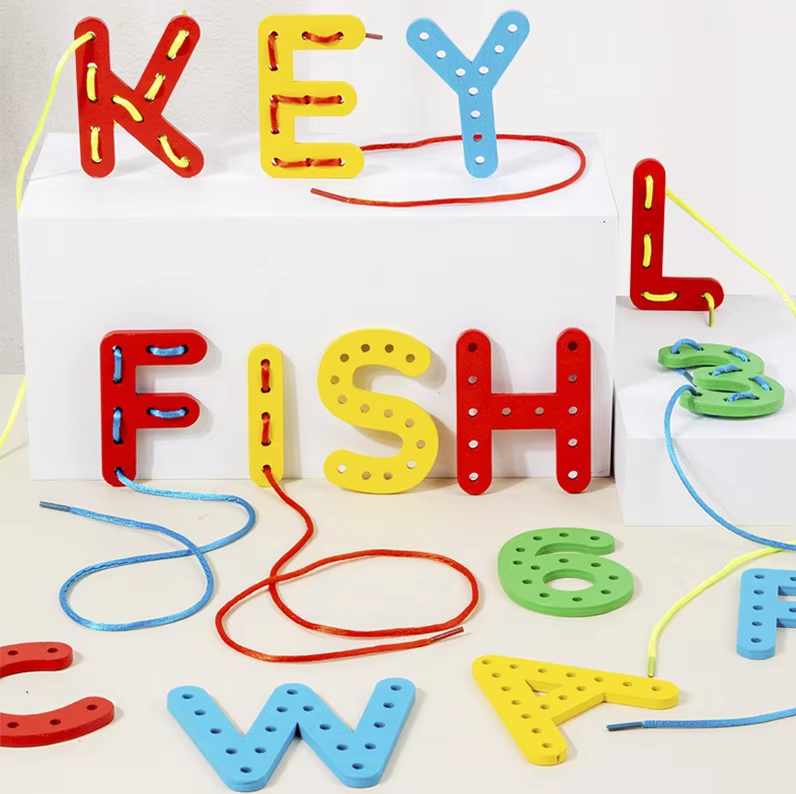 Wooden Cognitive Number and Letter Threading Education Kit