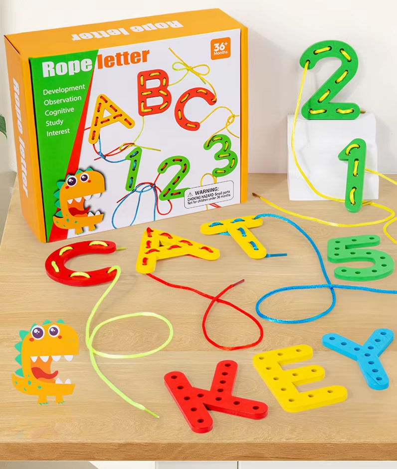 Wooden Cognitive Number and Letter Threading Education Kit