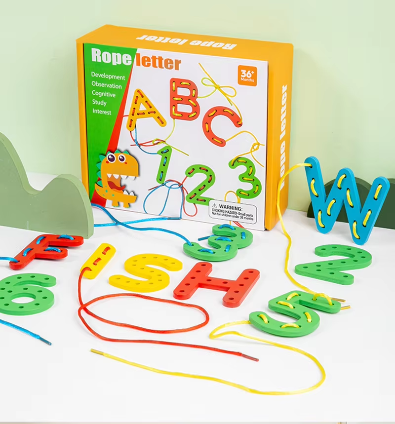 Wooden Cognitive Number and Letter Threading Education Kit
