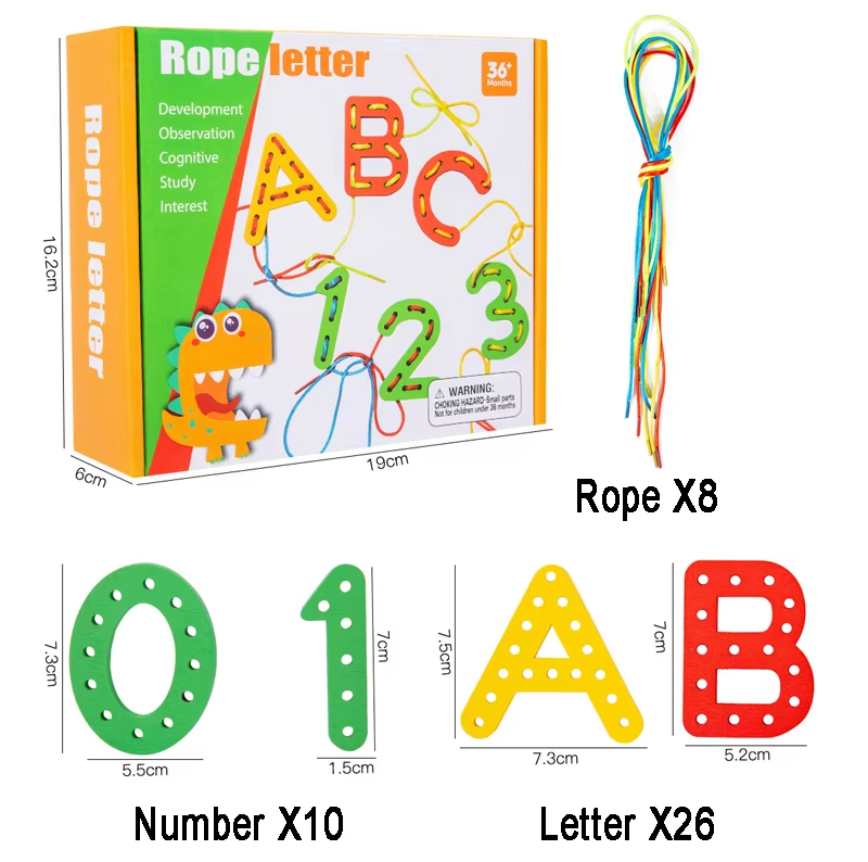 Wooden Cognitive Number and Letter Threading Education Kit