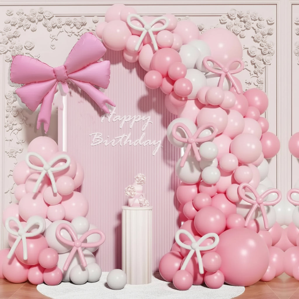 Premium Pink & White Balloon Garland Kit for Birthday Party