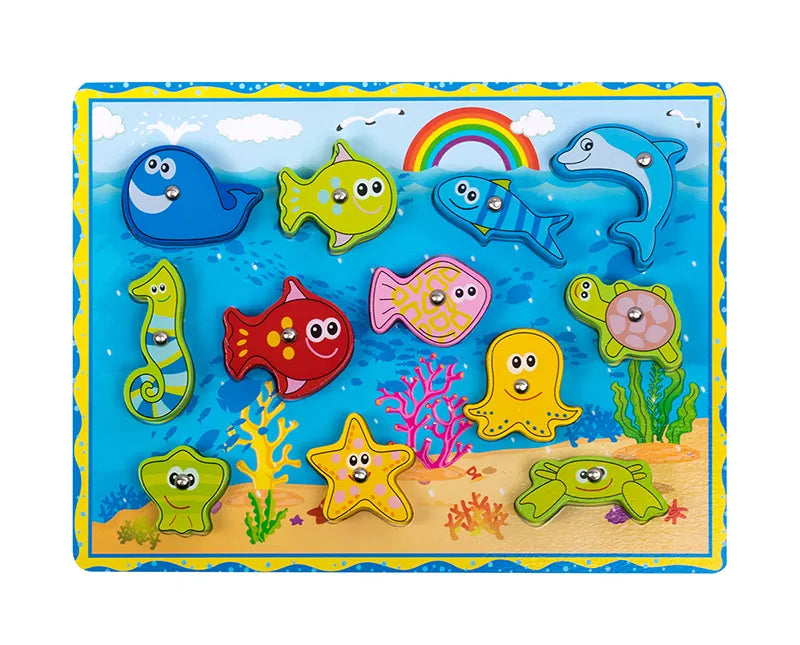 4-in-1 Wooden Montessori Learning Toy – Fishing, Stacking & Lacing Fun!