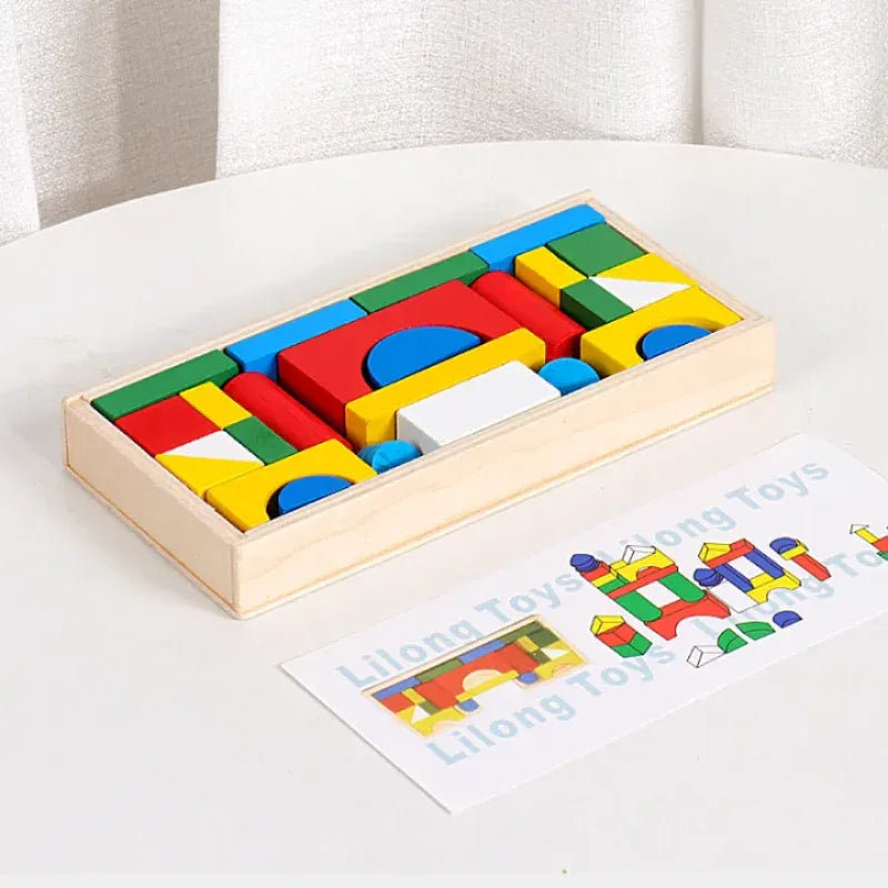 Wooden Pattern Blocks Puzzle Set