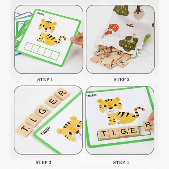 Wooden Spelling Flash Card Game