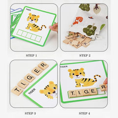 Wooden Spelling Flash Card Preschooling Game