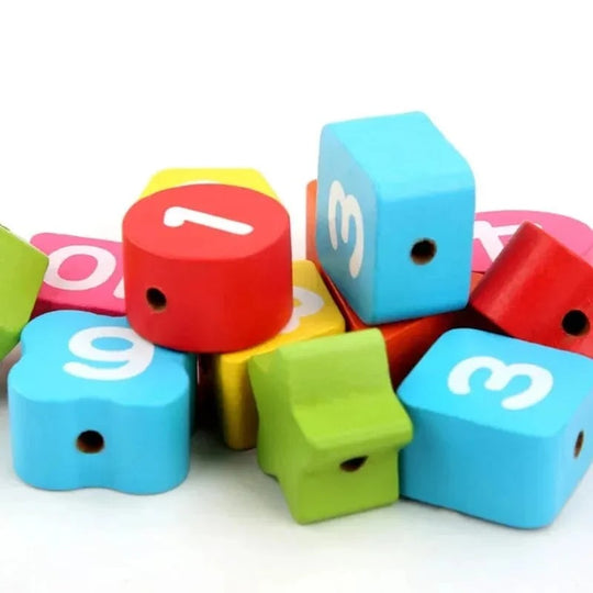 Wooden Multicolor Geometric Shape Clock with Threading