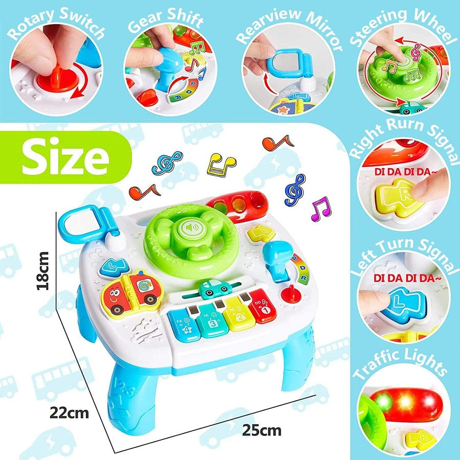 Musical Car Steering Wheel Pretend Play Set With Lights & Piano - assorted designs - JustForKids