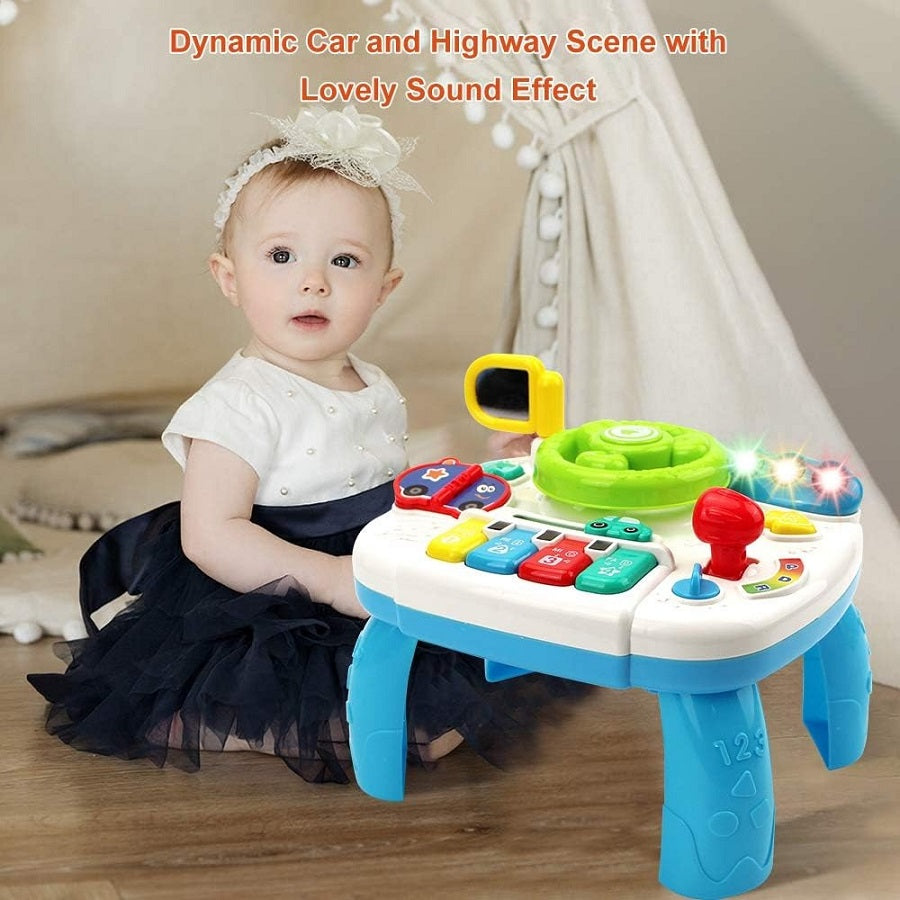 Musical Car Steering Wheel Pretend Play Set With Lights & Piano - assorted designs - JustForKids