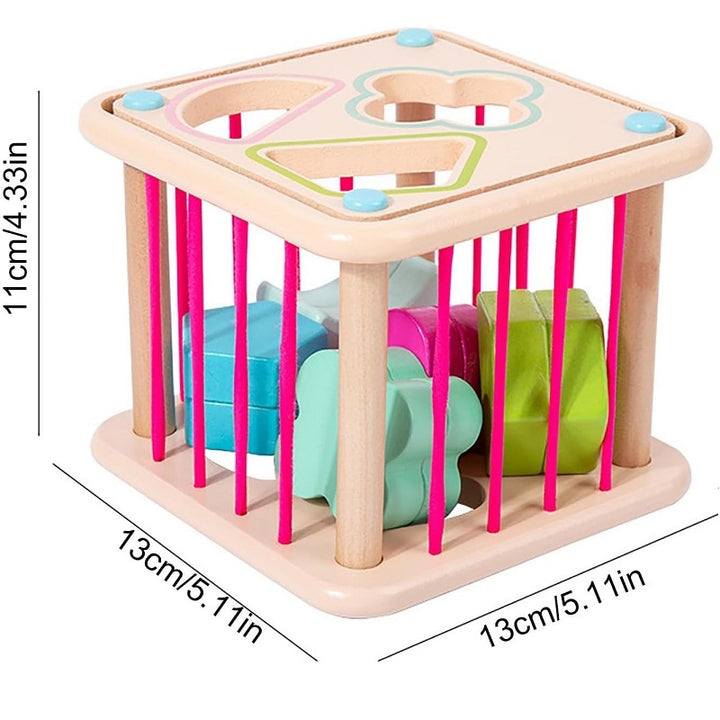 Wooden Rainbow Seselle Shape Sorting Cube Box