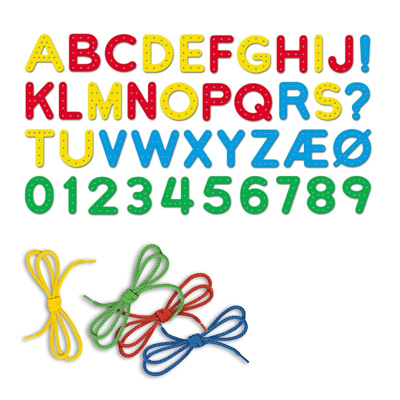Wooden Rope Letters Alphabets and Numbers Lacing Set