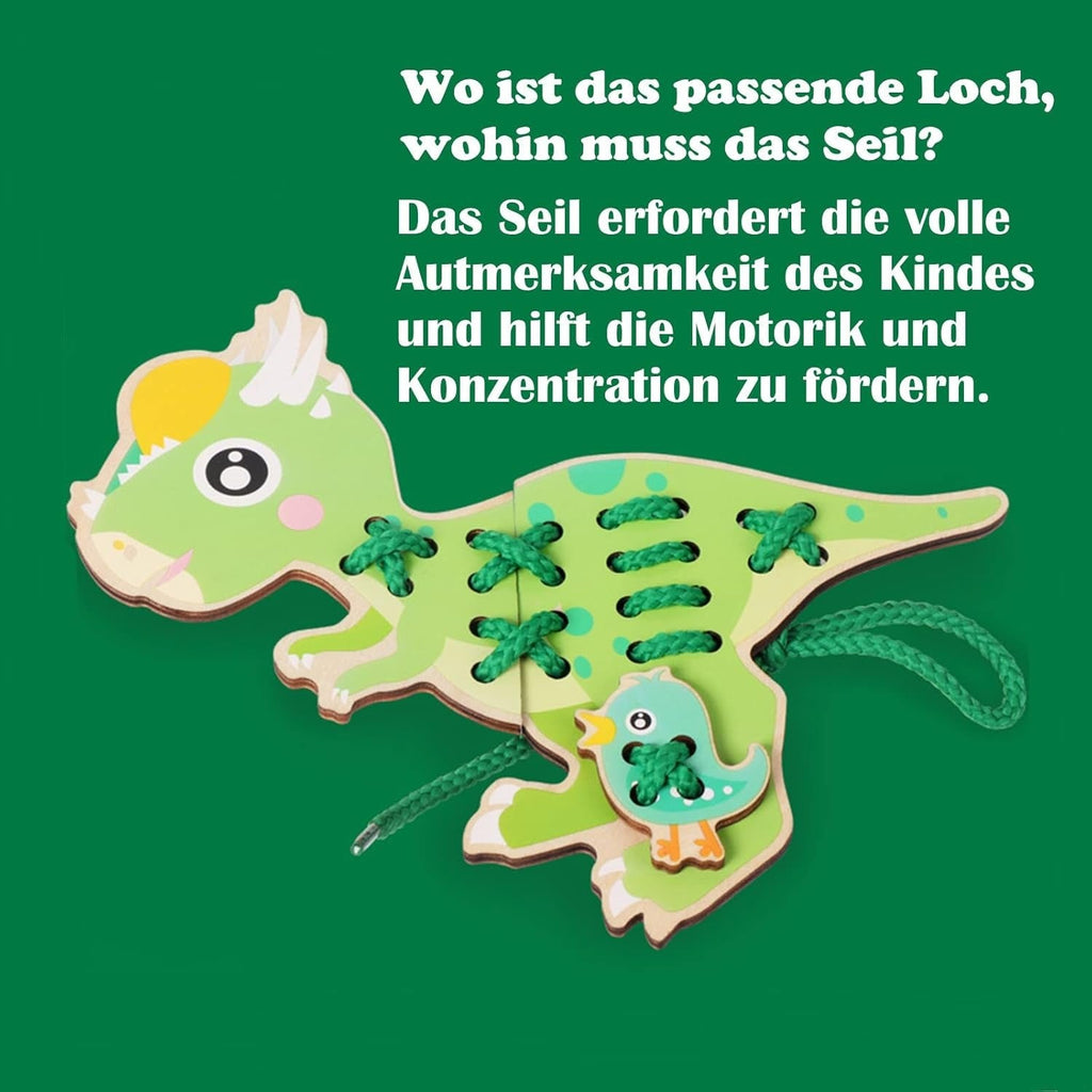 Wooden Dinosaur Puzzles With Threading Activity - JustForKids