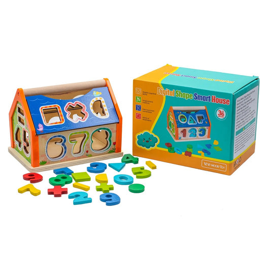 Wooden Digital Number & Shapes Smart House
