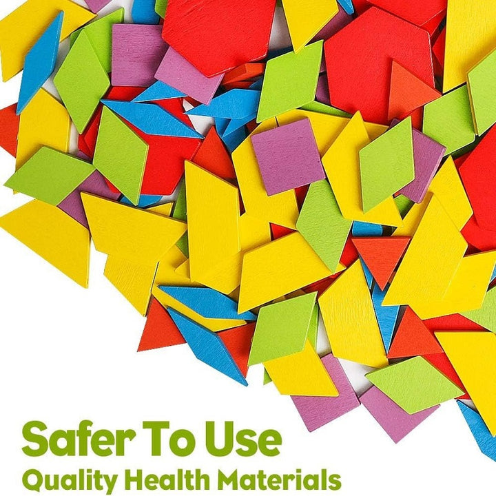 Wooden Geometric Shape Tangram Puzzle Set – 250 Pieces