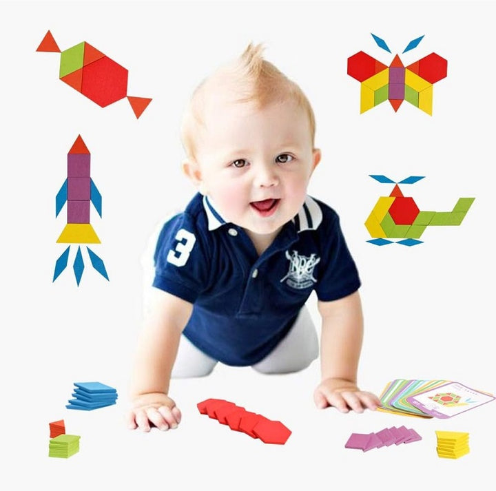 Wooden Geometric Shape Tangram Puzzle Set – 250 Pieces
