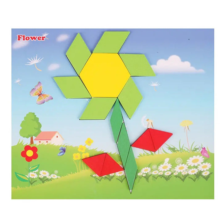 Wooden Geometric Shape Tangram Puzzle Set – 250 Pieces