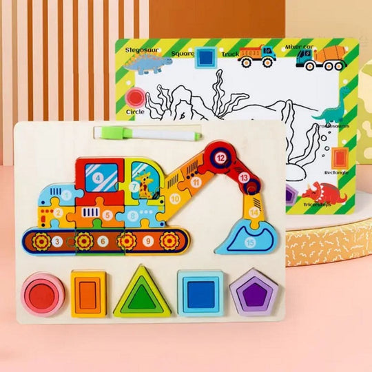 Wooden Multifunction Jigsaw Puzzle & Drawing Board