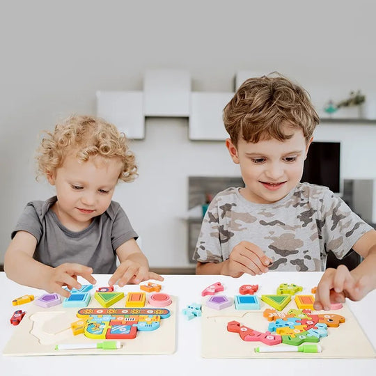 Wooden Multifunction Jigsaw Puzzle &amp; Drawing Board