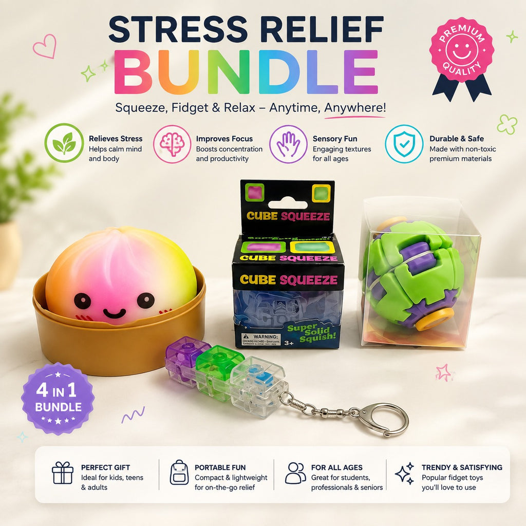 Mystery Stress Relief Bundle - Needoh Spinny Bun Dumpling Keyboard Clicker