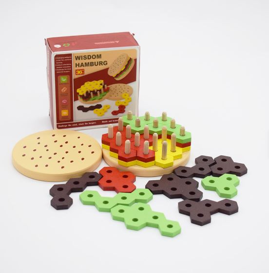 Wooden Wisdom Hamburg 36-Piece Montessori Educational Toy – Shape & Color Learning