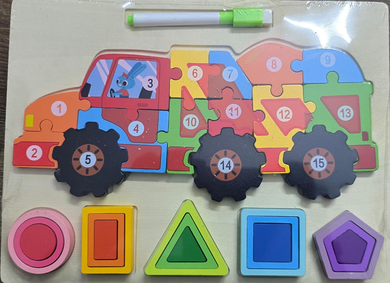 3 in 1 Wooden Multifunction Jigsaw Puzzle & Drawing Board