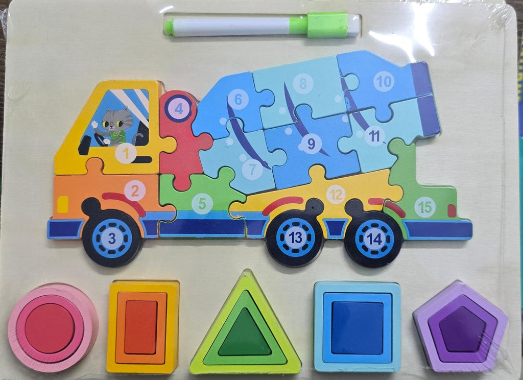 3 in 1 Wooden Multifunction Jigsaw Puzzle & Drawing Board