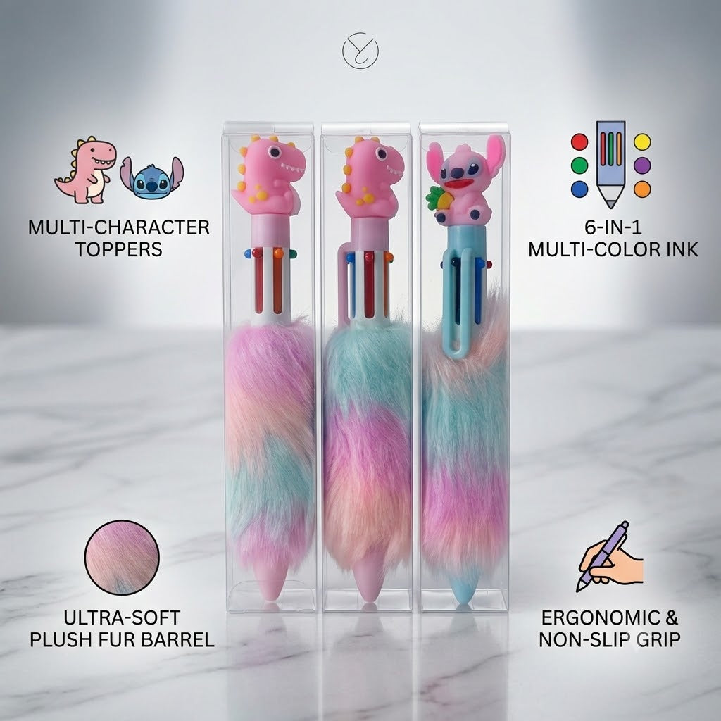 Multicolor Furry Character Pen