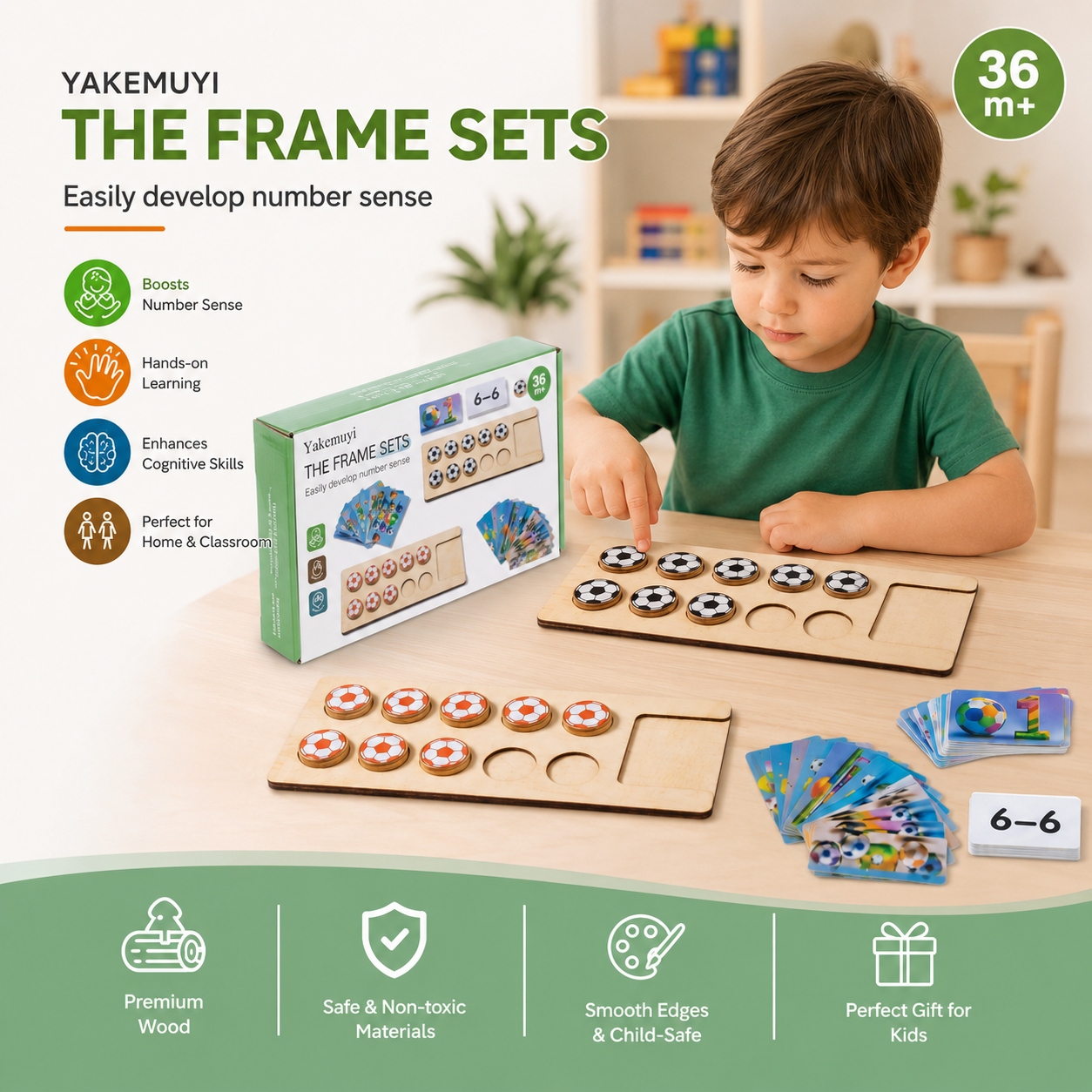 Wooden Ten Frame Number Sense Learning Set