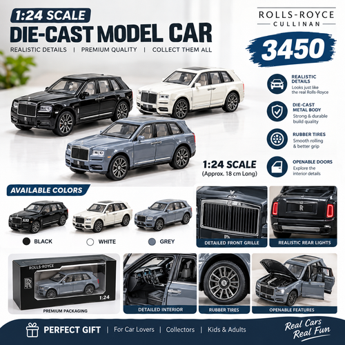 1:20 Rolls-Royce Cullinan Die-Cast Metal SUV Toy Car – Lights, Sound & Openable Doors