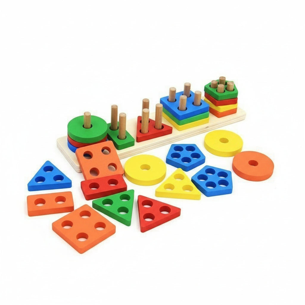 Geometric Shapes Wooden Sorter - JustForKids