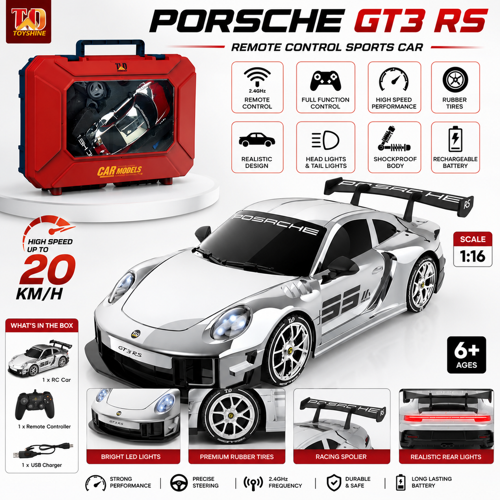 Porsche GT3 RS Remote Control Sports Car – 1:16 High-Speed RC Toy
