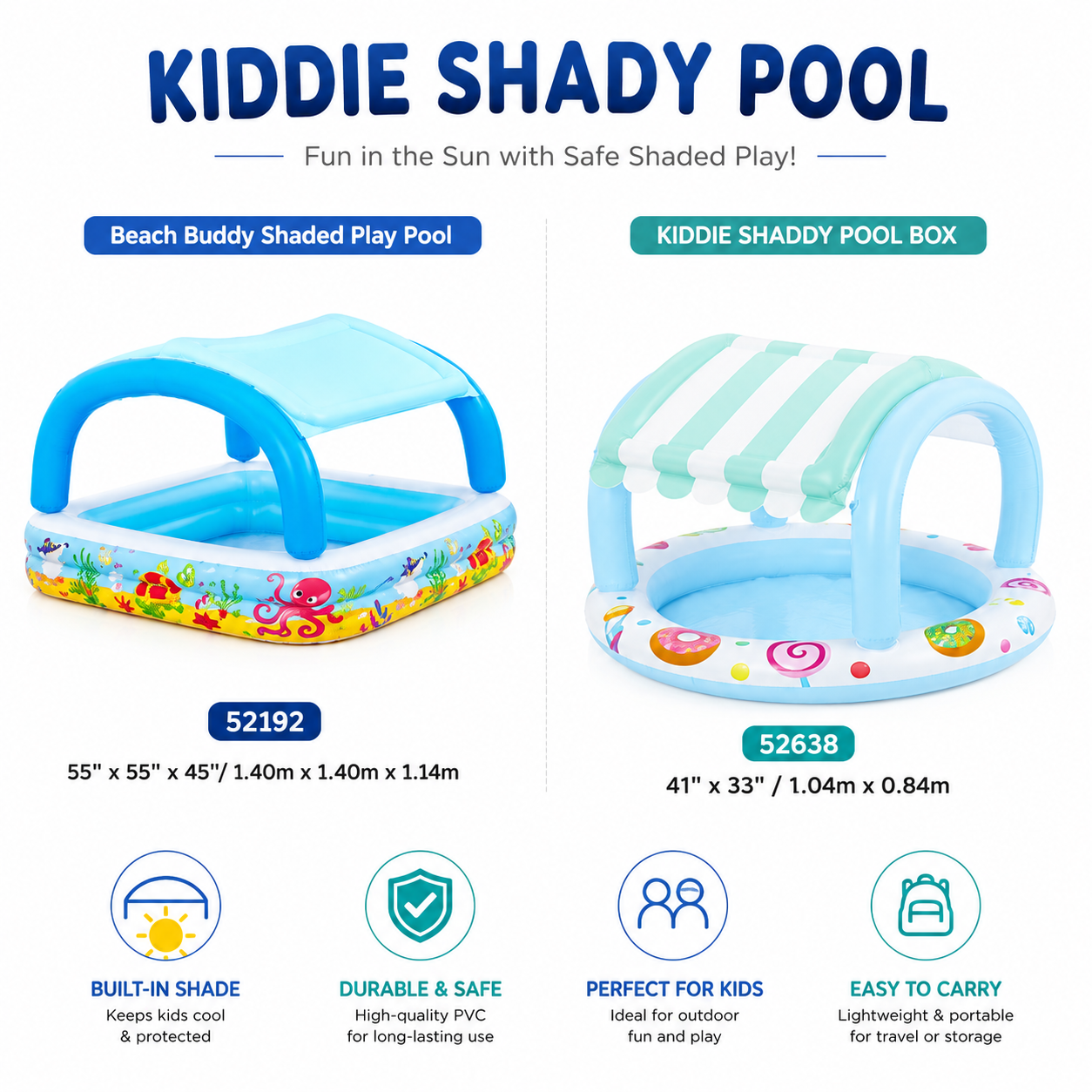 Inflatable Kiddie Pool with Sunshade Canopy