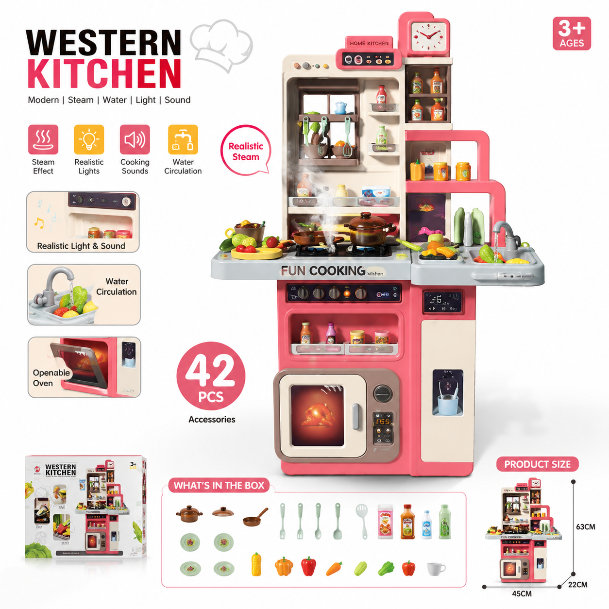 Western Kitchen Play Set – Cooking Kitchen Toy