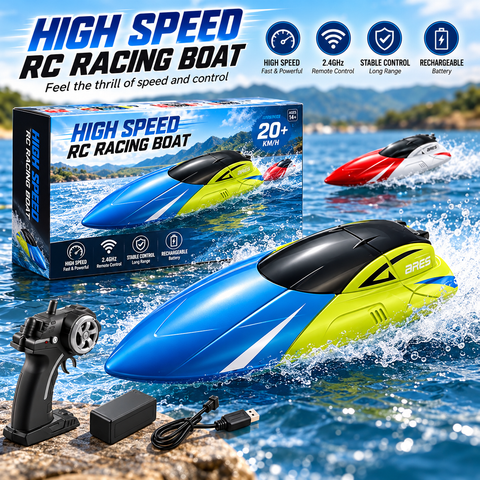 High-Speed RC Racing Boat 20+ KM/H | 2.4GHz Remote Control Water Toy