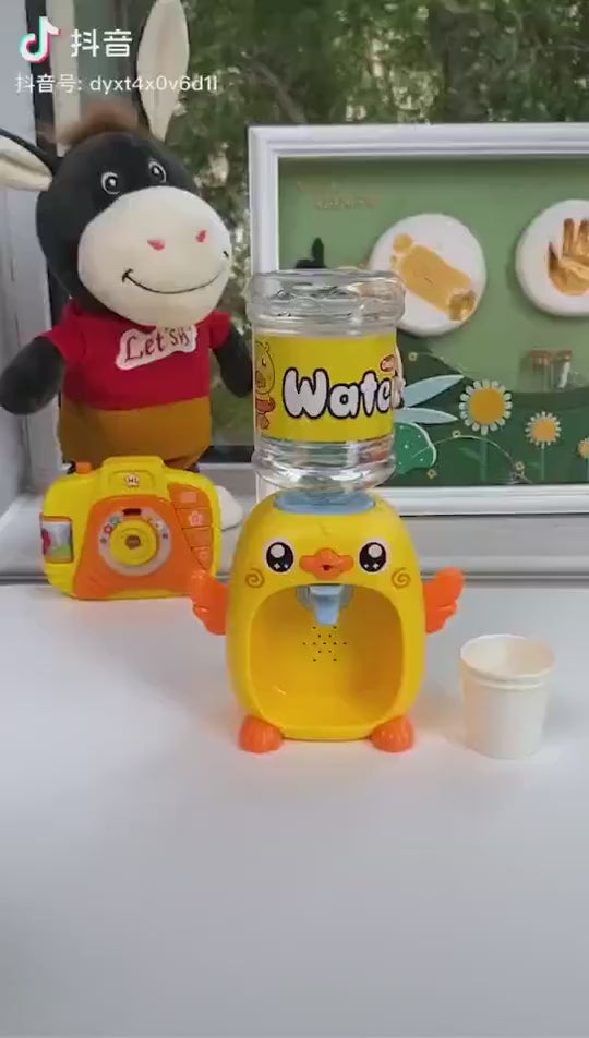 Mini Duck Water Dispenser Light and Music Toy for Kids Drinking Fountain Glass Play