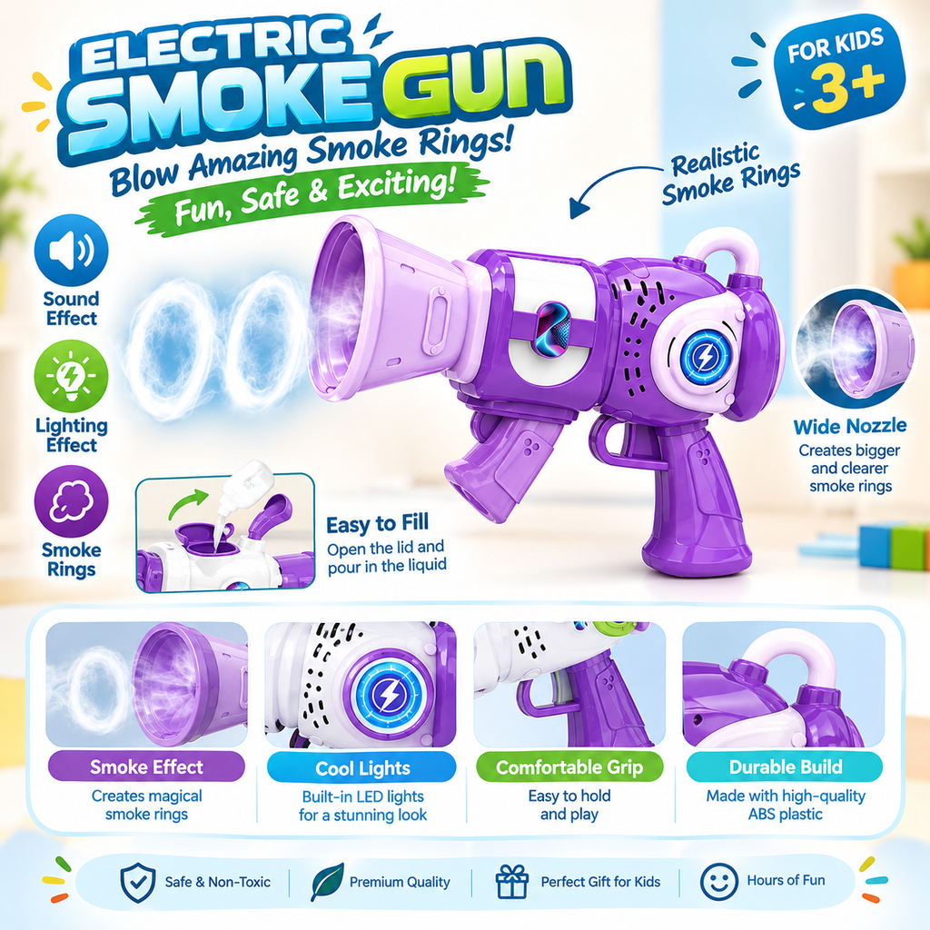 Electric Smoke Gun Toy – LED Lights & Sound Effects