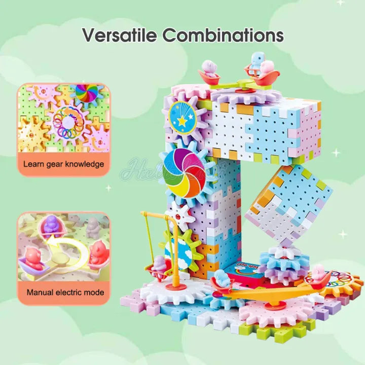 Battery-Powered Electric Building Block Gear Toy – Creative & Educational Playset
