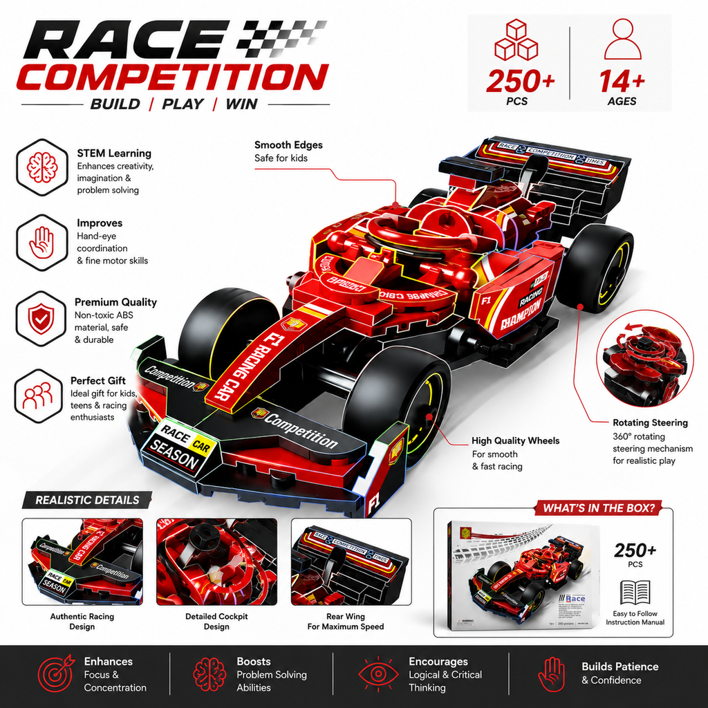 Race Competition Building Car Block Set (250+ PCS)