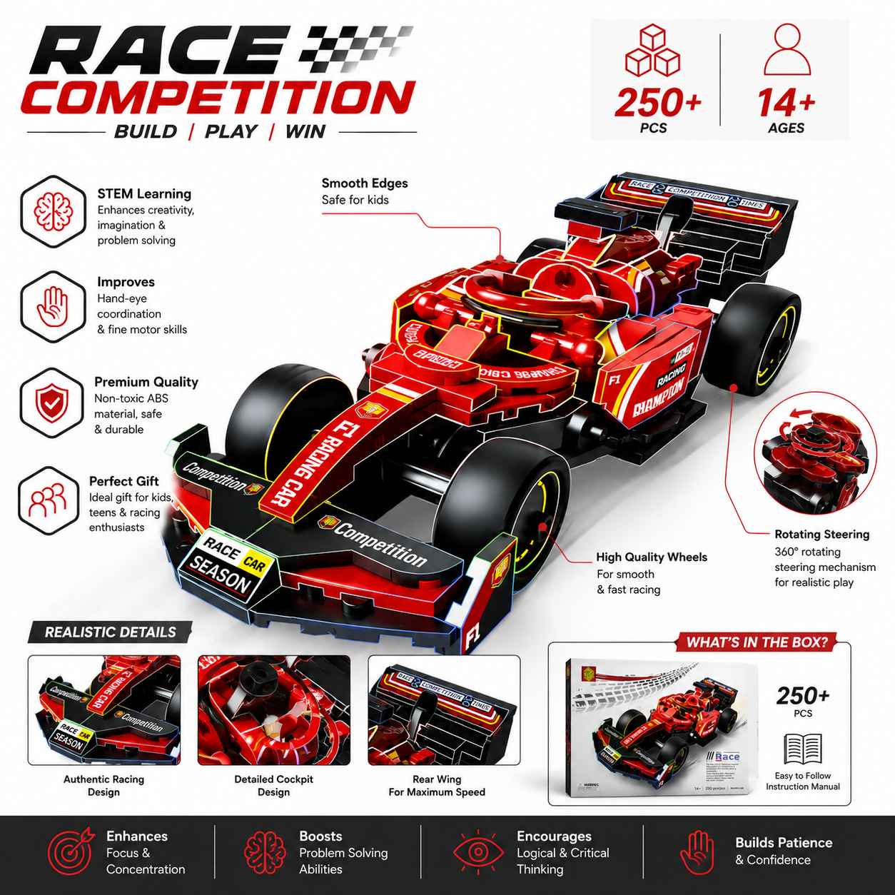 Race Competition Building Car Block Set (250+ PCS)