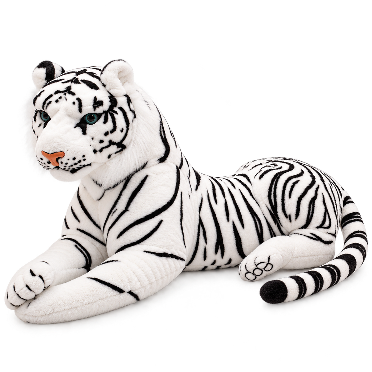 Realistic Tiger Plush – White & Orange, 40–70cm