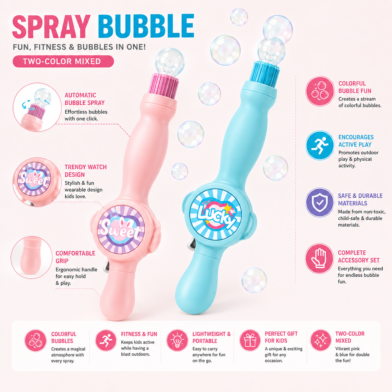 Spray Bubble Watch Toy for Kids – Automatic Bubble Blower Wrist Toy